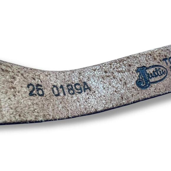 Justin Top Grain Cowhide Leather Southwestn Belt Size 26 Hand Tooled - Picture 5 of 9